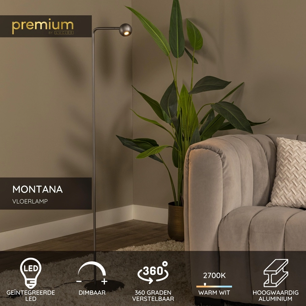 Design floor lamp Montana grey Premium by Lucide 5411212680204