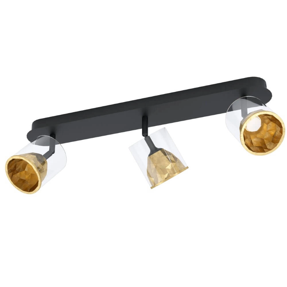 Black ceiling lamp Melito with gold 3-lights