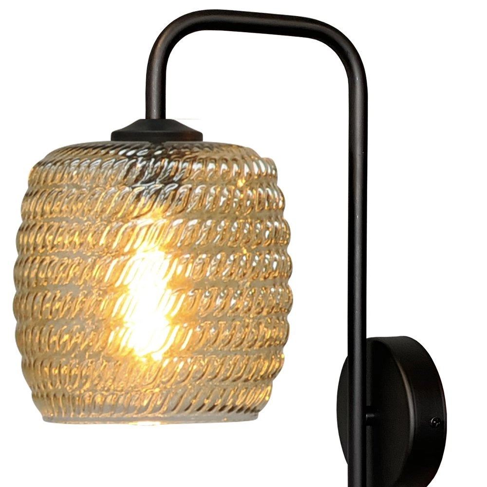 Black wall lamp Quinto with ribbed glass Masterlight 8718121250977