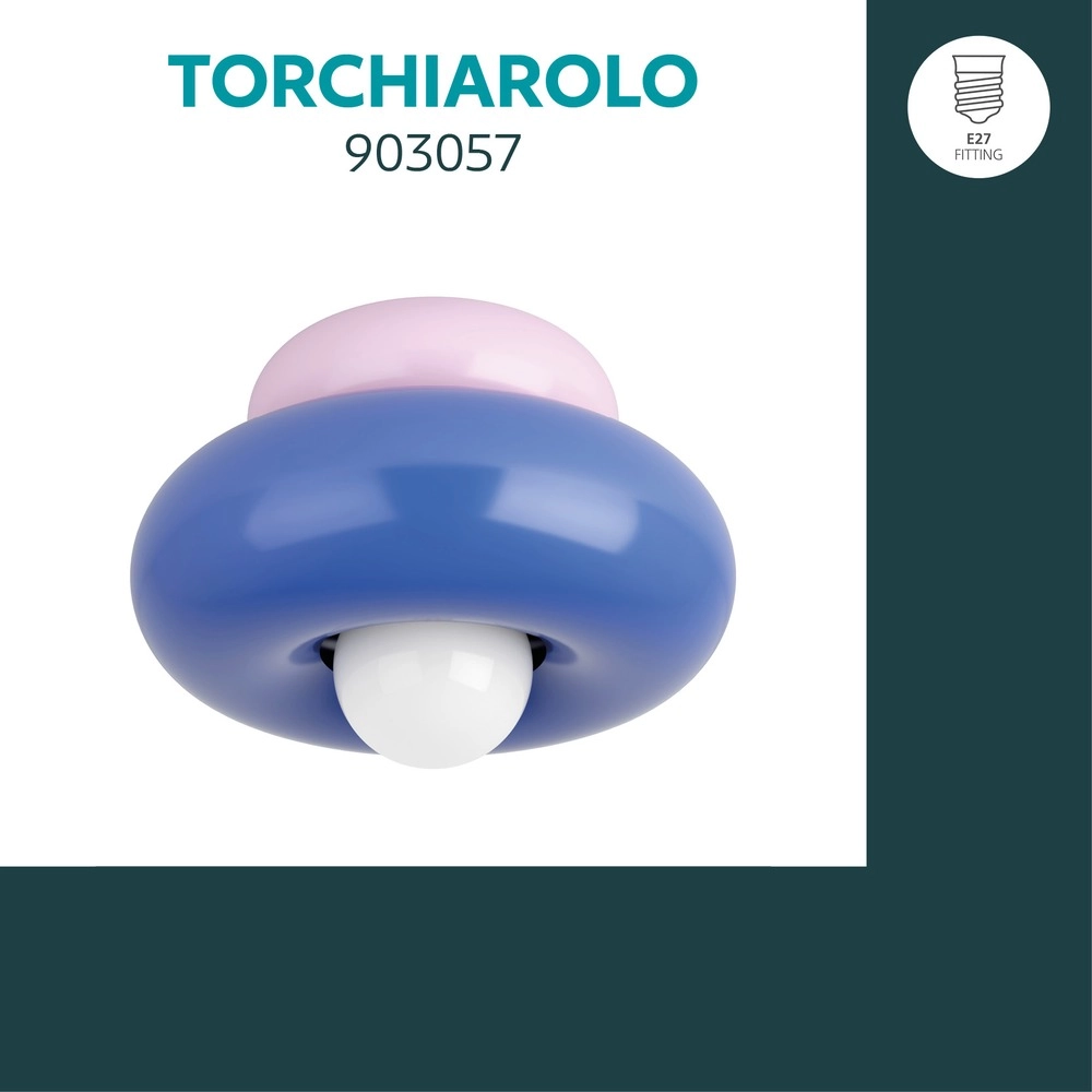 Design ceiling lamp Torchiarolo pink with blue