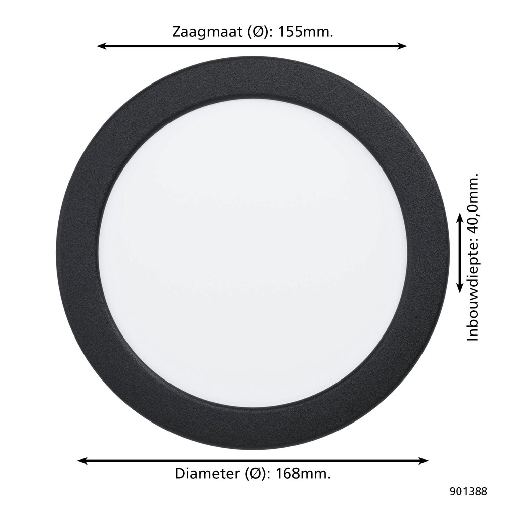 Recessed lamp Fueva 6 round - black - Ø 16,8cm Eglo 9008606330690