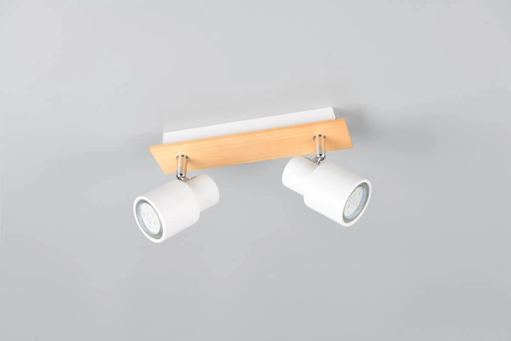 2-light ceiling lamp Pierre white with wood Trio 4017807638165