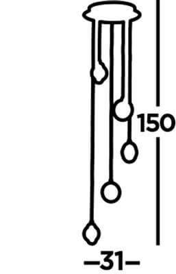 Pendant lamp Quartz Vide 5-light chrome Searchlight 5053423185408