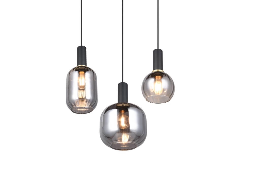 Dining room pendant lamp Diva 3-light - smoke glass Trio 4017807614565