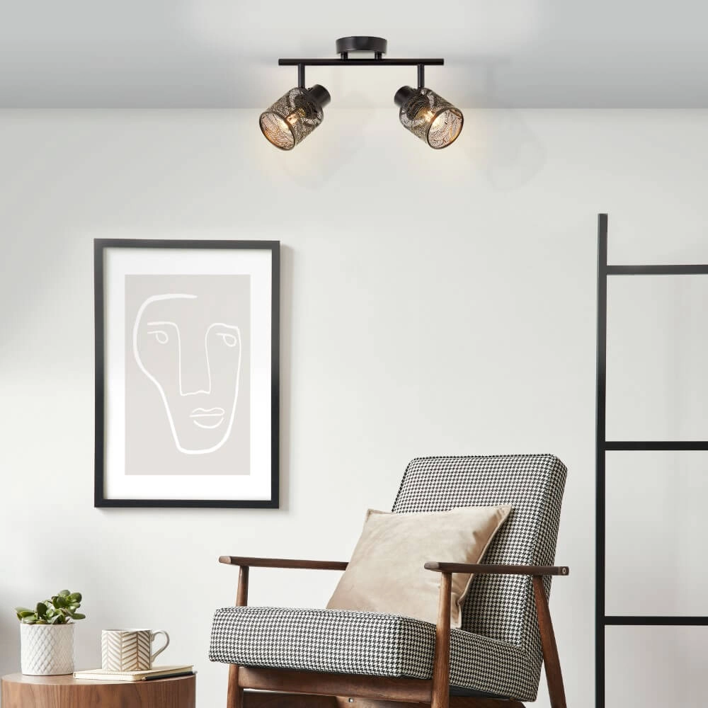 Black ceiling lamp Bano 2-light Brilliant 4004353413476