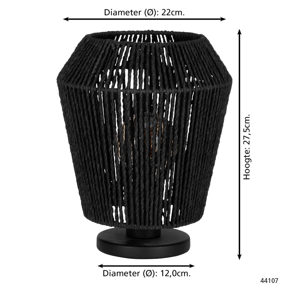 Rope Table Lamp Persley Ø 22cm - black Eglo 9002759441074