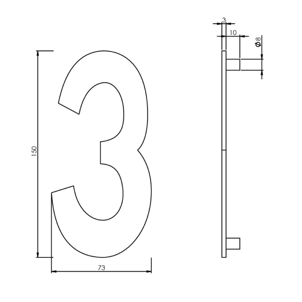 House number 3 Numbra 15cm stainless steel Intersteel 8714186058312