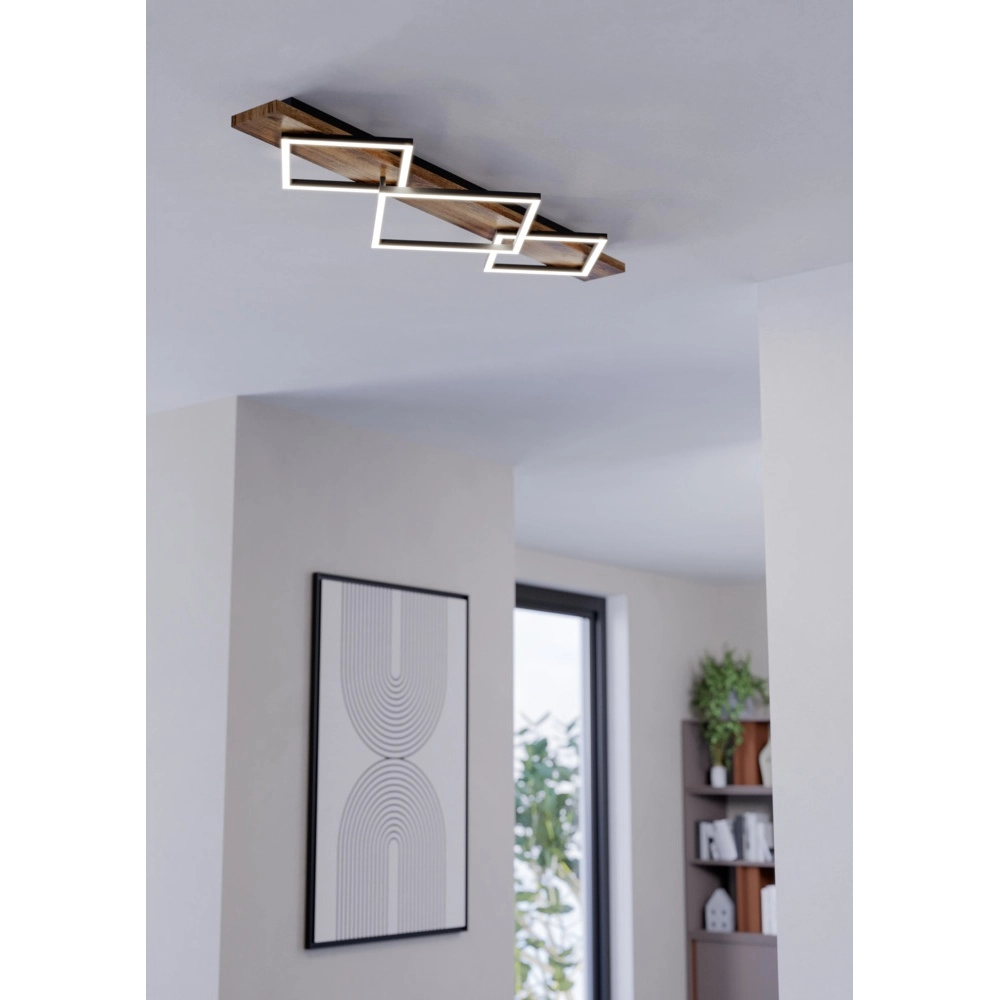 Ceiling lamp Boyal black with dark wood Eglo 9008606351961