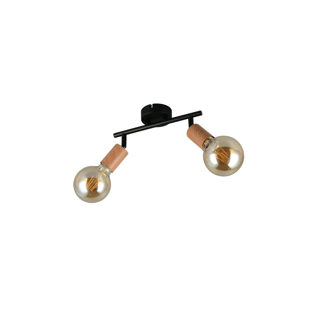 Ceiling lamp Lamego Double black with wood Trio 4017807670875