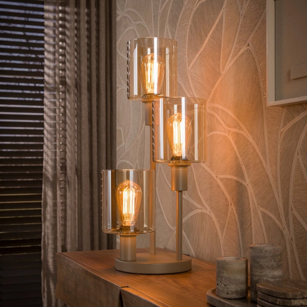 Design tafellamp Sepiora 3-lichts zand bruin