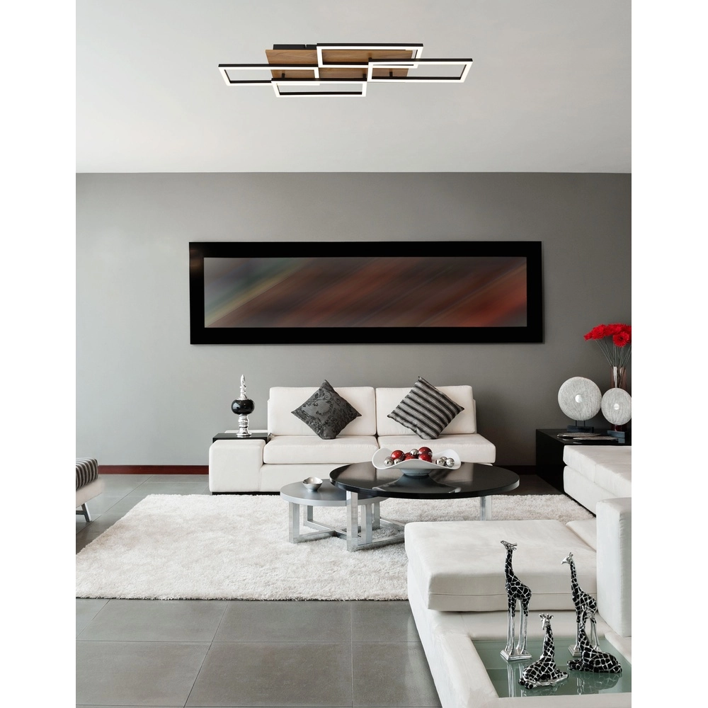 Design ceiling lamp Jeffry black with wood Globo 9007371533824