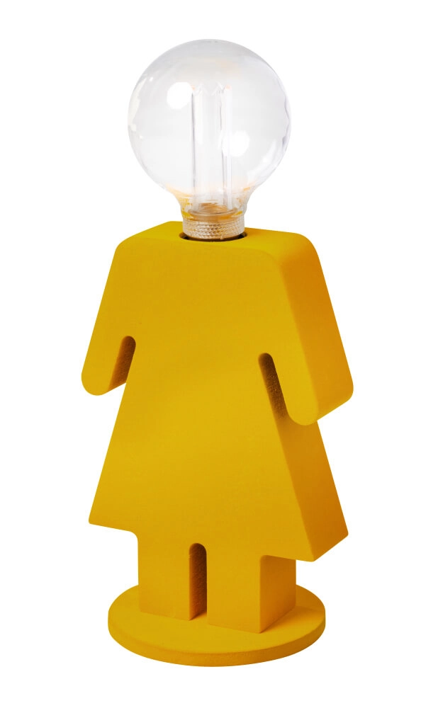 Wooden table lamp Eve Velvet yellow
