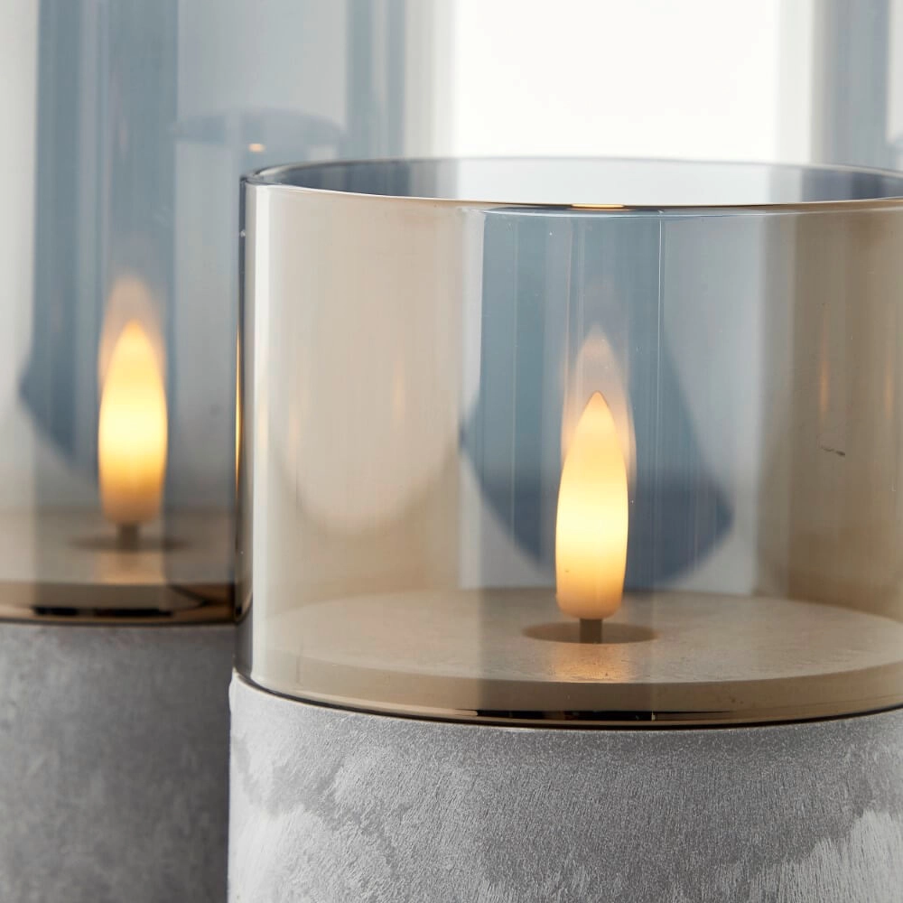 Set of 3 table lamps Bougie smoke glass Brilliant 4004353428326