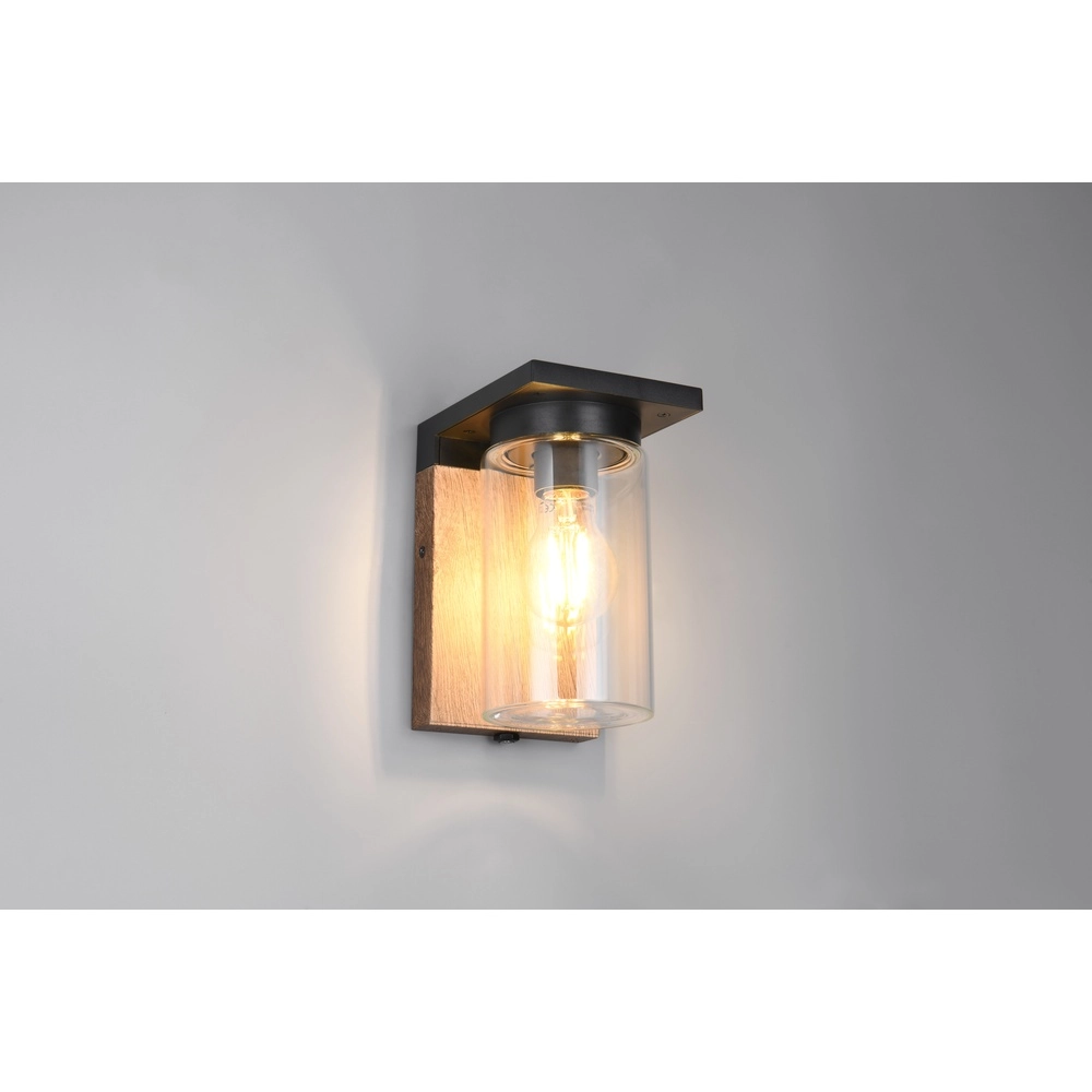 Wall lamp Ardila black with wood Trio 4017807603439