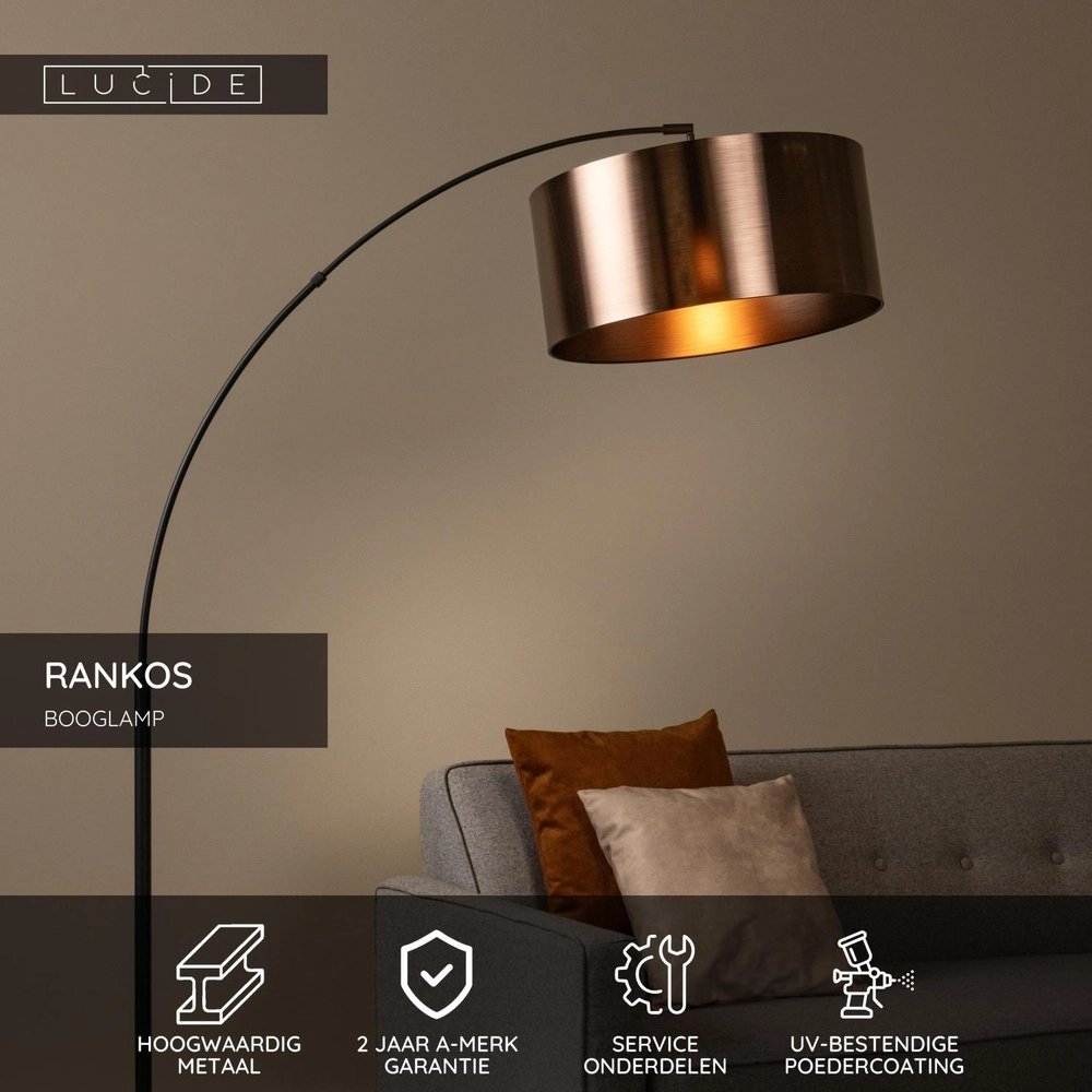 Design arc lamp Rankos Black Lucide 5411212051691