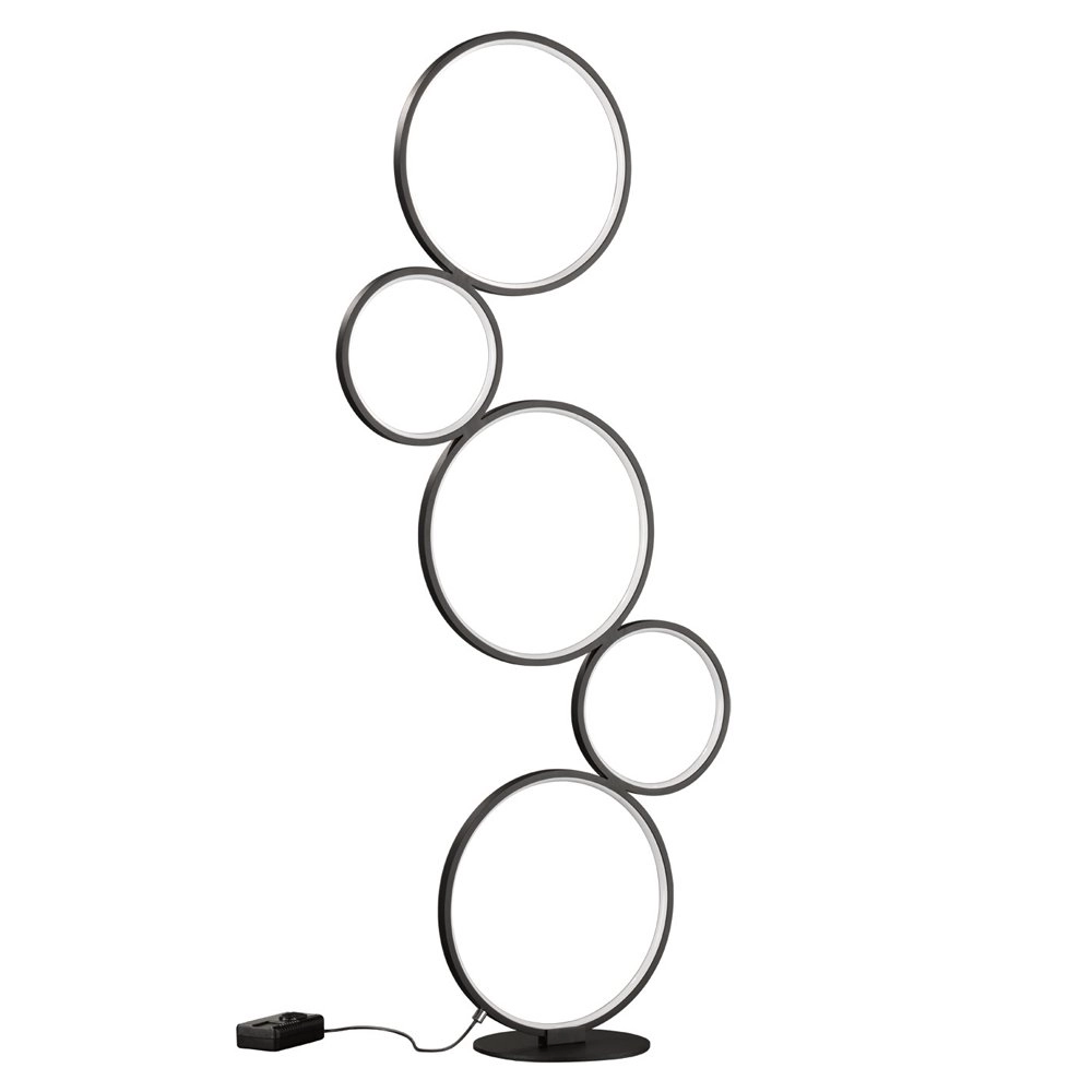 Floor lamp Rondo 5-ring black