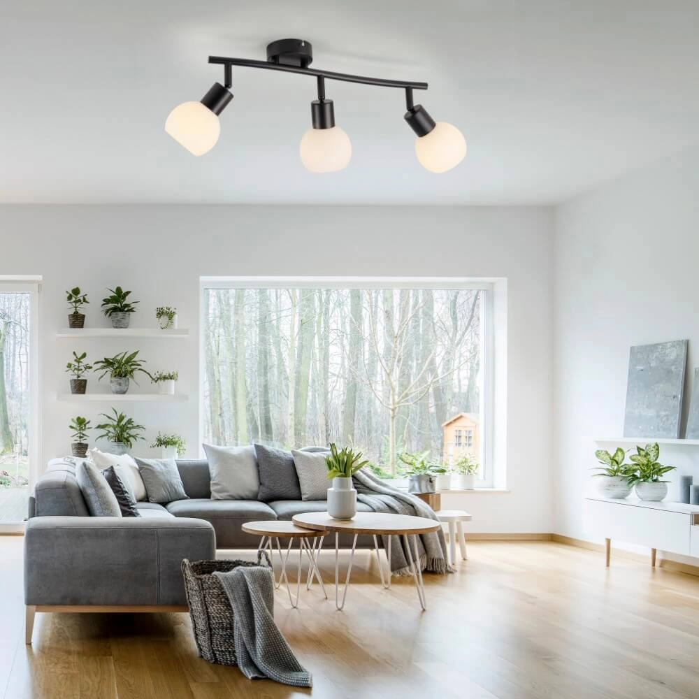 Black ceiling lamp Loki 3-light Just Light 4043689000776