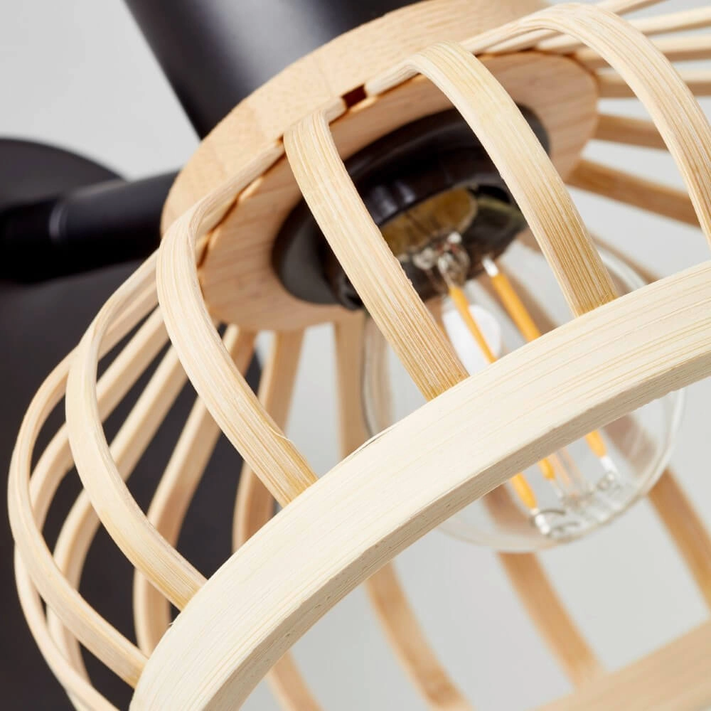 Wall lamp Norah black with wood Brilliant 4004353409516