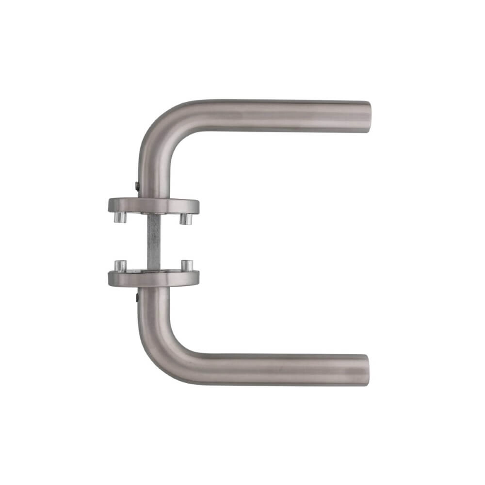 Door handle Recht rosette with ridge stainless steel Intersteel 8714186129517