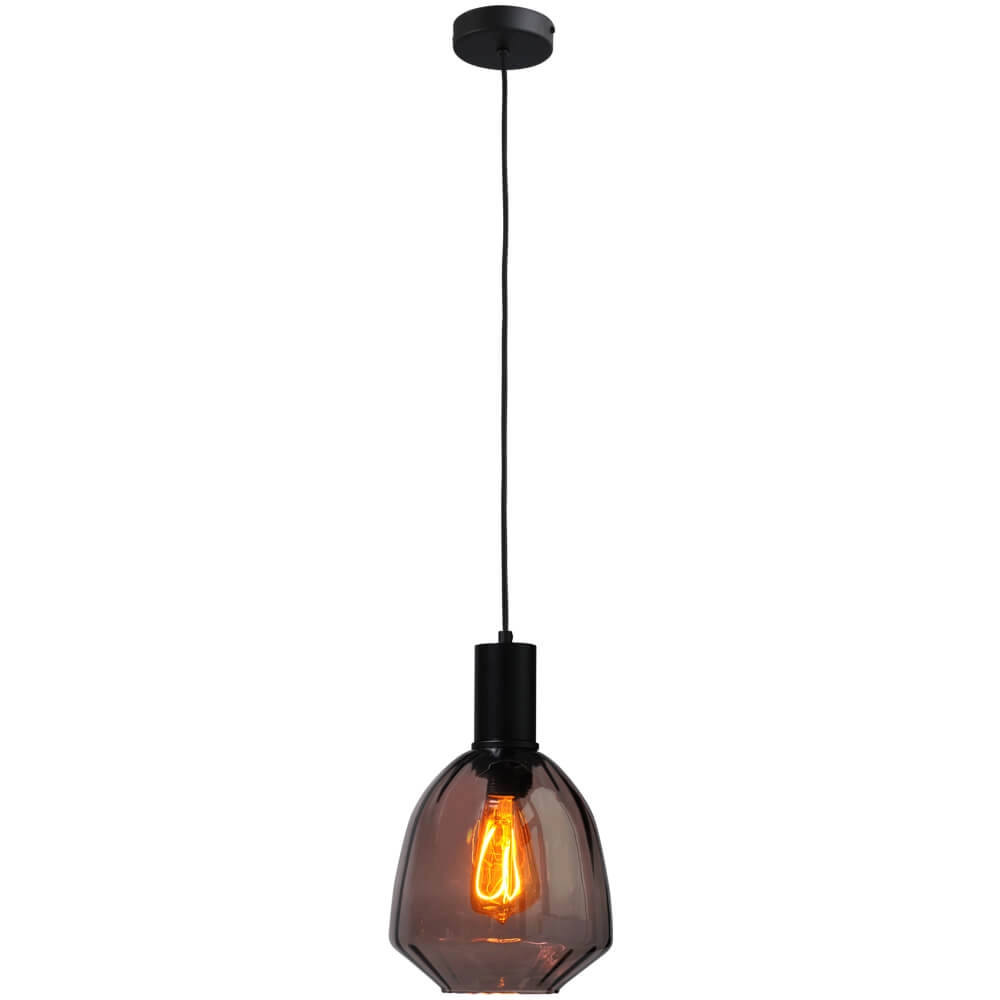 Hanging lamp black Porto with Nicolette red glass - Ø 20cm Masterlight 8718121269375