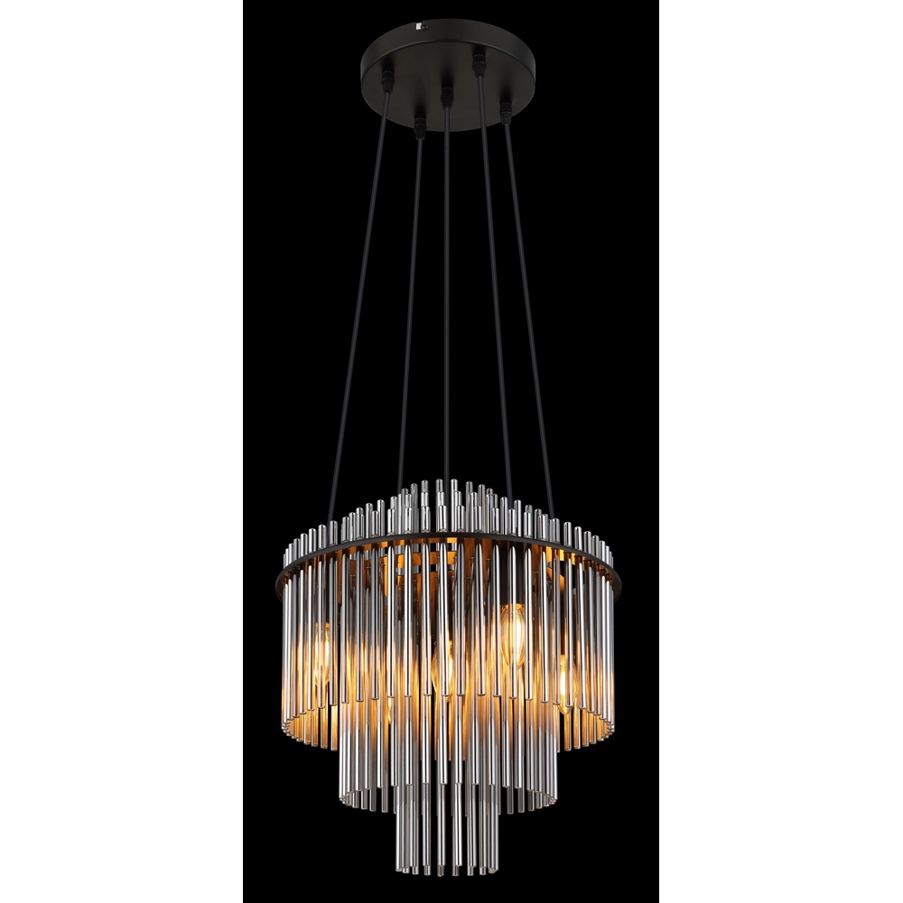 Pendant lamp Ø 40cm Gorley Black with smoke glass rods Globo 9007371515134