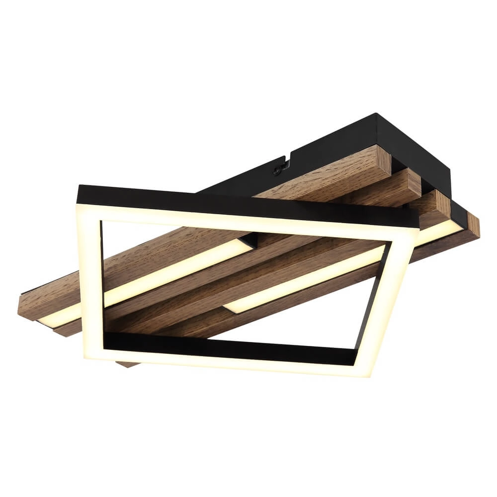 Ceiling lamp Obrien black with wood single