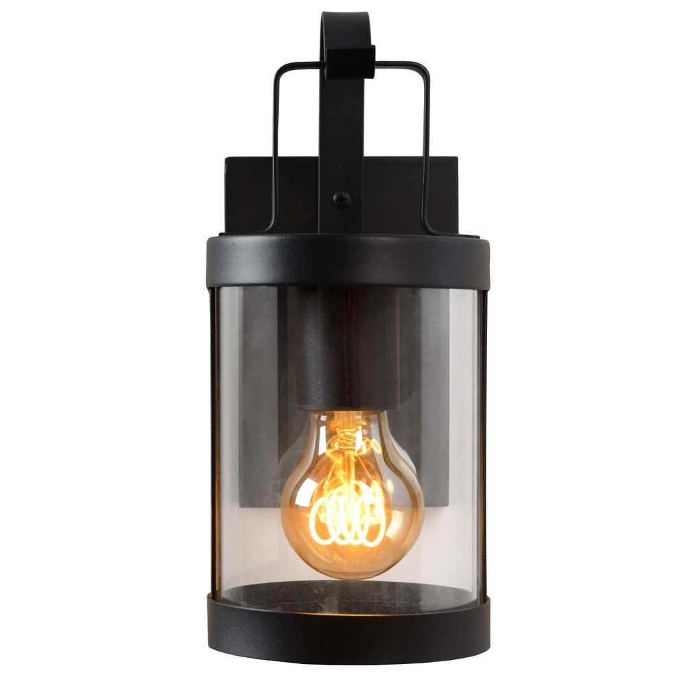 Black wall lamp Lindelo IP23 Lucide 5411212290366