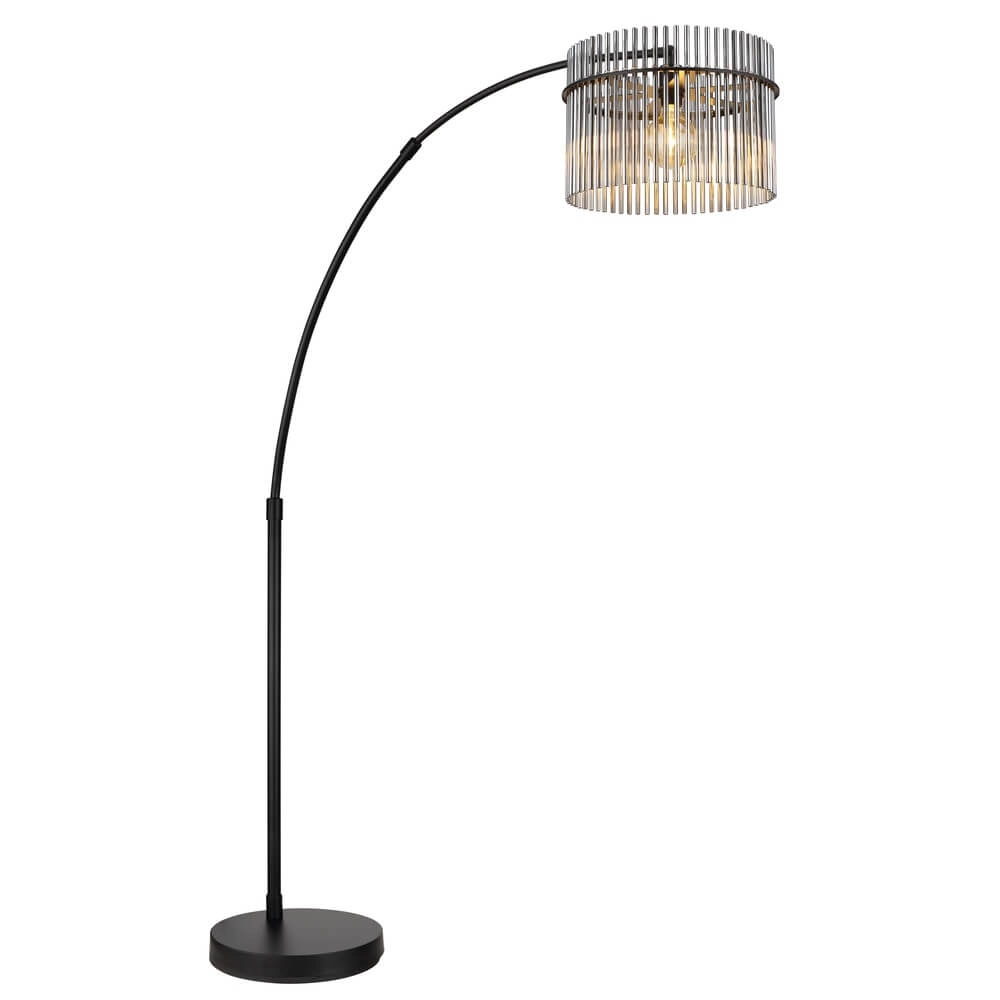 Black floor lamp Gorley with smoke glass