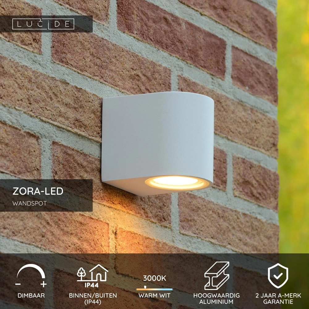 Design wall spot Zora-Led Down White Lucide 5411212221056
