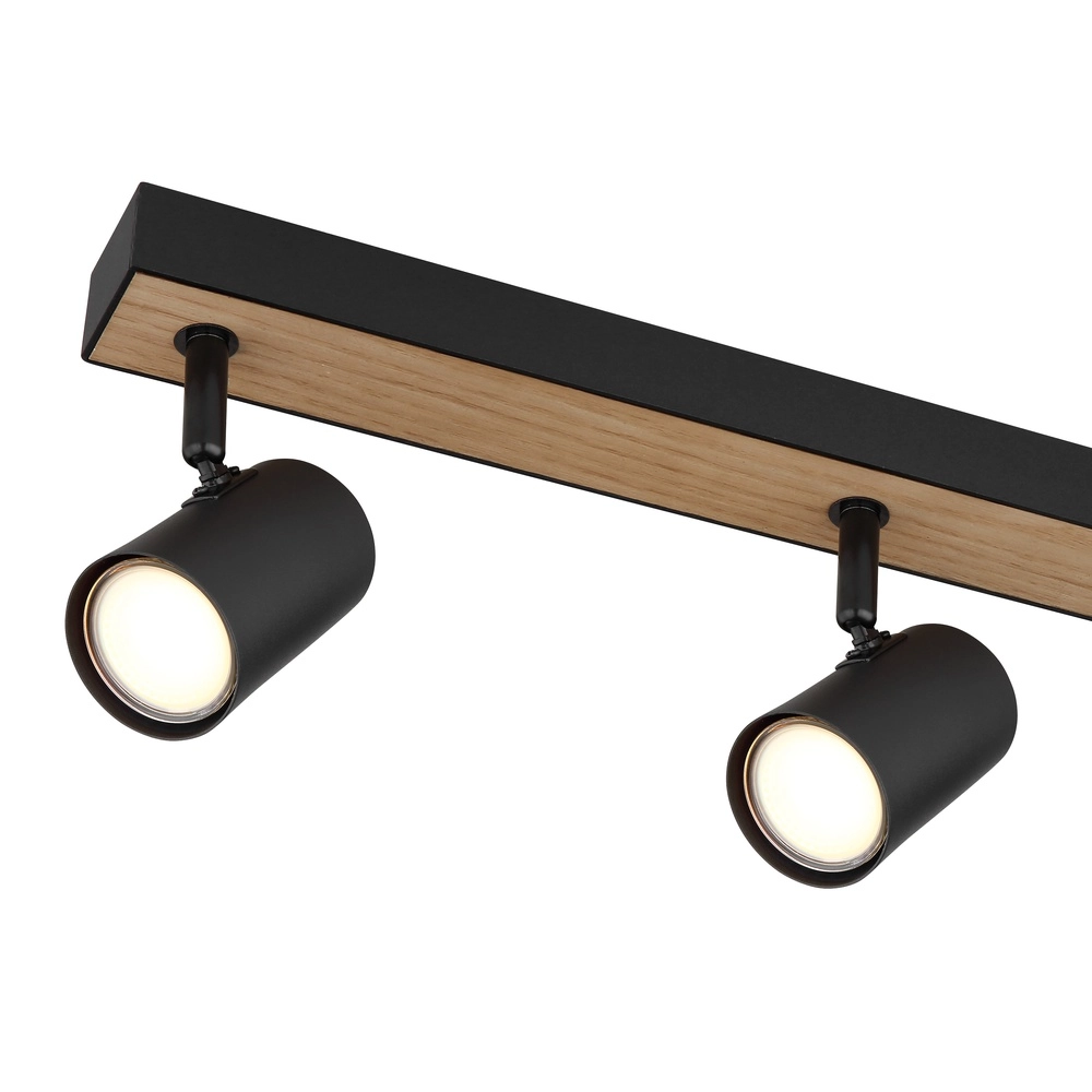 Ceiling lamp 6-lights Robby black with wood Globo 9007371432141