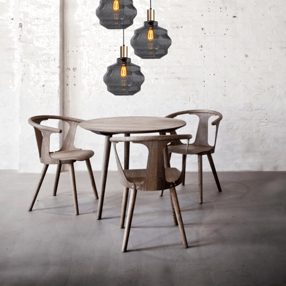 3-light loft hanging lamp - gold - Porto with Ball smoke glasses - Ø 30cm Masterlight 8718121270753