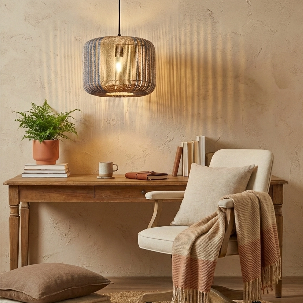 Pendant lamp Abby Ø 33cm brown with blue