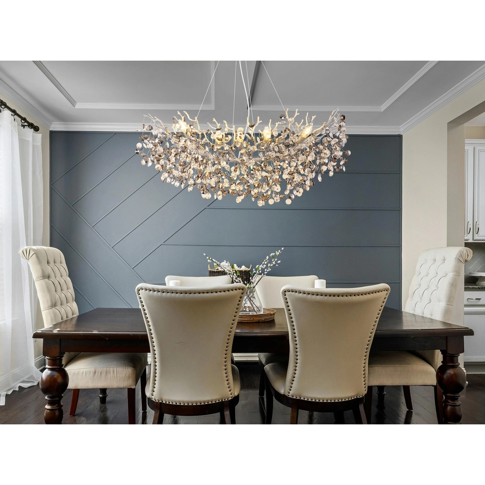 Pendant lamp Queena silver grey 100cm Globo 9007371531691