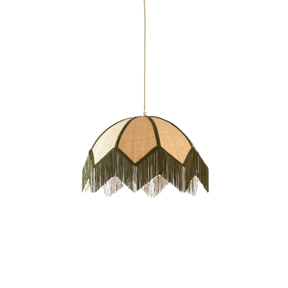 Ø 45cm pendant lamp Sulina raffia with greenery