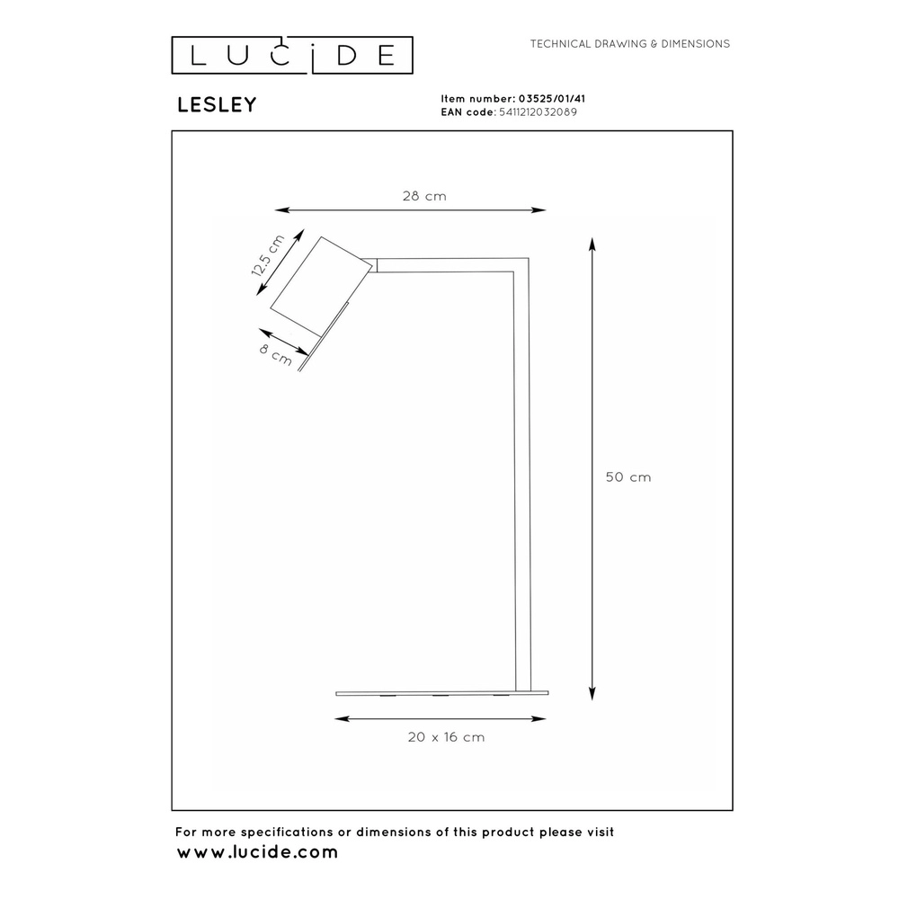 Modern desk lamp Lesley sand brown Lucide 5411212032089