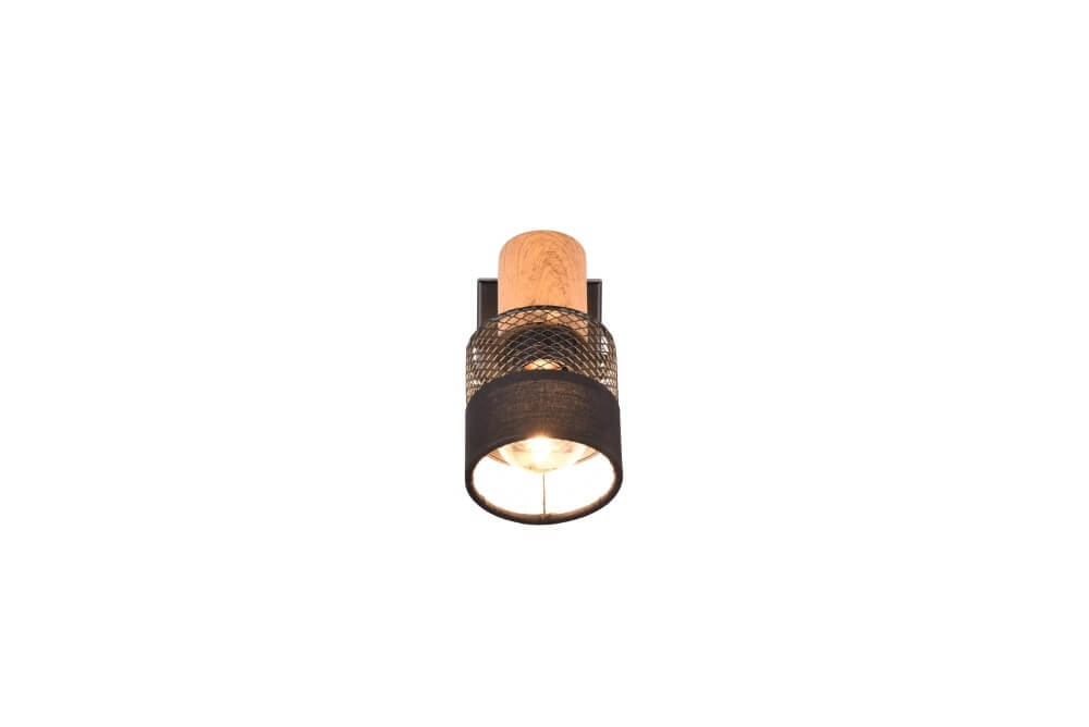 1-light surface-mounted spotlight Nandini black with wood Trio 4017807581096