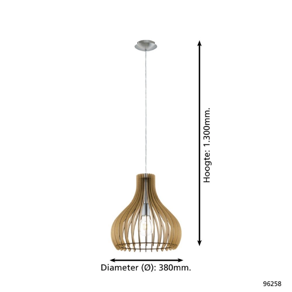 Pendant lamp Tindori 38cm light brown wood Eglo 9002759962586