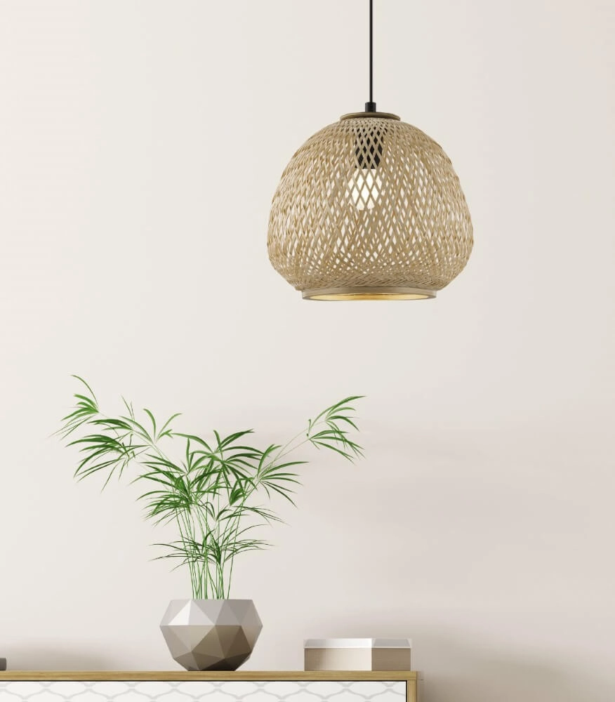 Rattan pendant lamp Dembleby Ø 32cm Eglo 9002759432614