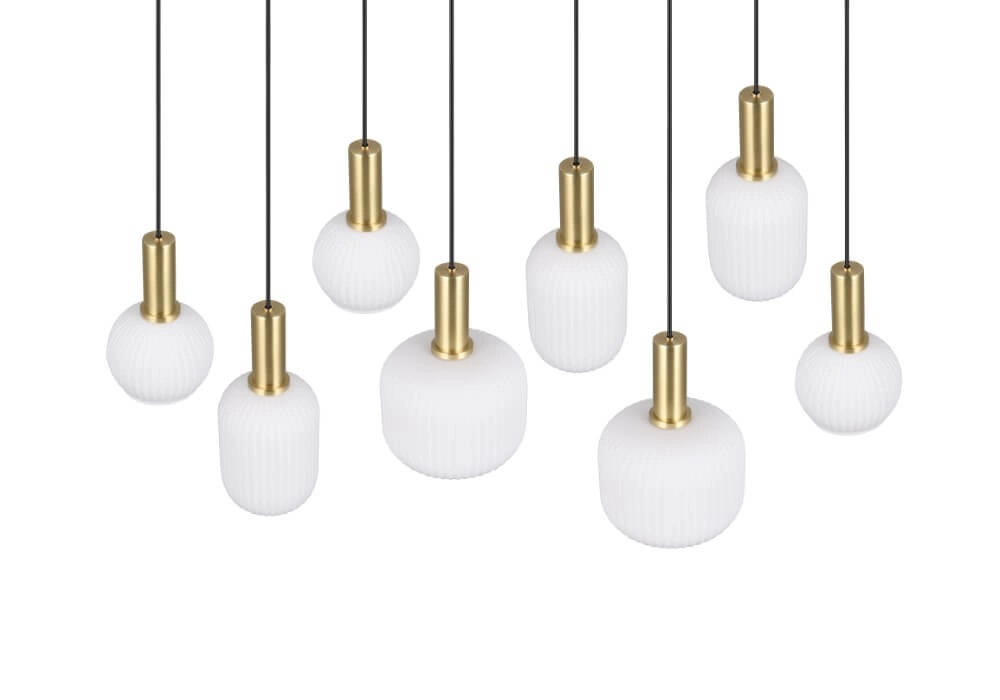 Dining room pendant lamp Diva 8-light - white glass Trio 4017807614527