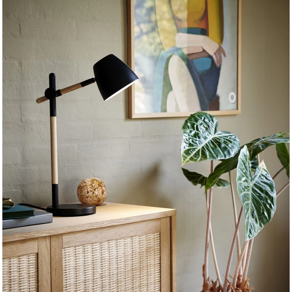 Table lamp Theo black with wood Nordlux 5704924005695