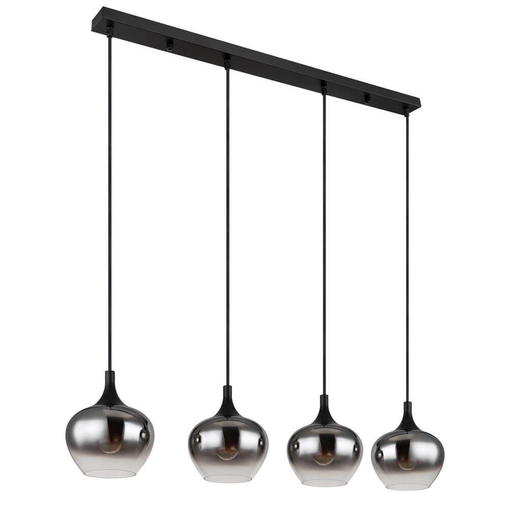 Black pendant lamp Maxy 4-light straight Globo 9007371432400