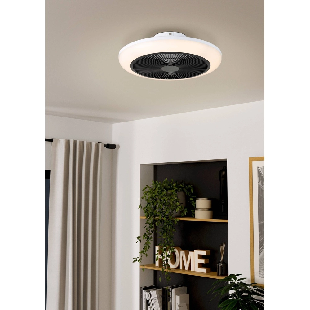 Ceiling fan Sayulita white with black Ø 46cm Eglo 9002759352349