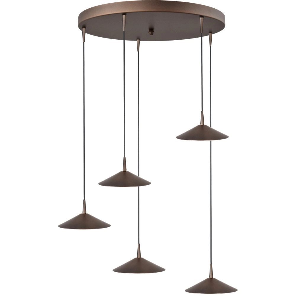 5-light pendant lamp Ceppo cocoa brown Ø 18cm round