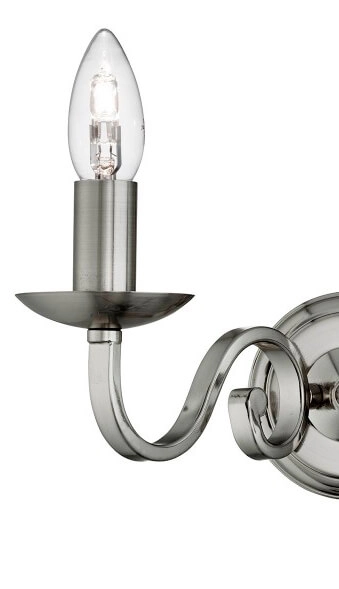 Classic wall lamp Richmond 2-light matte silver Searchlight 5053423056432