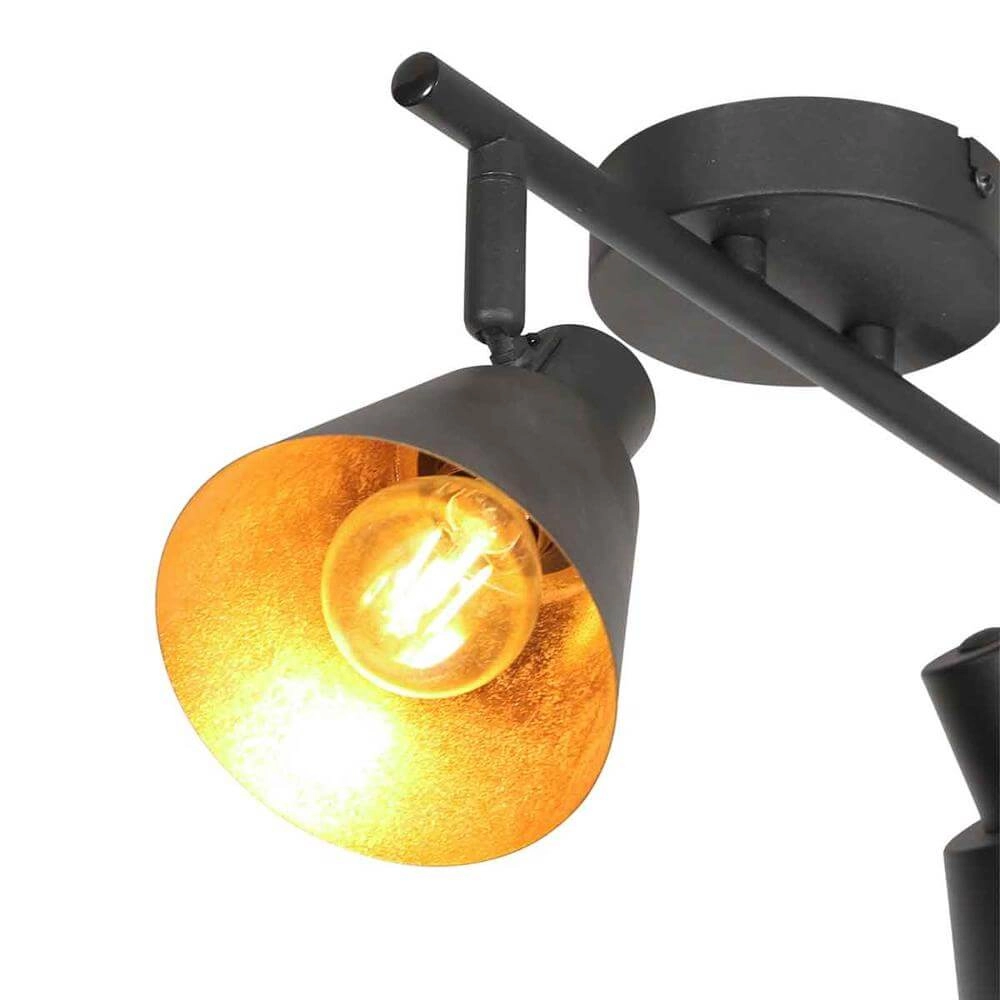 Ceiling lamp Oeroe black with gold 2-lights Steinhauer 8712746176339