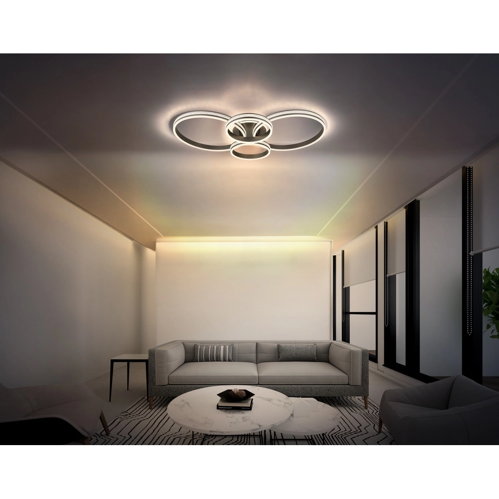 Design ceiling lamp Grouni 4 rings titanium matt Globo 9007371533879