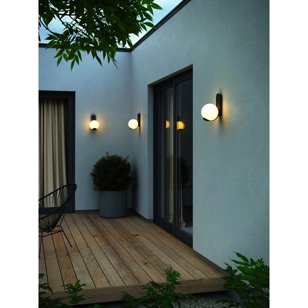 Design outdoor lamp Dalius black with white sphere Nordlux 5704924017667