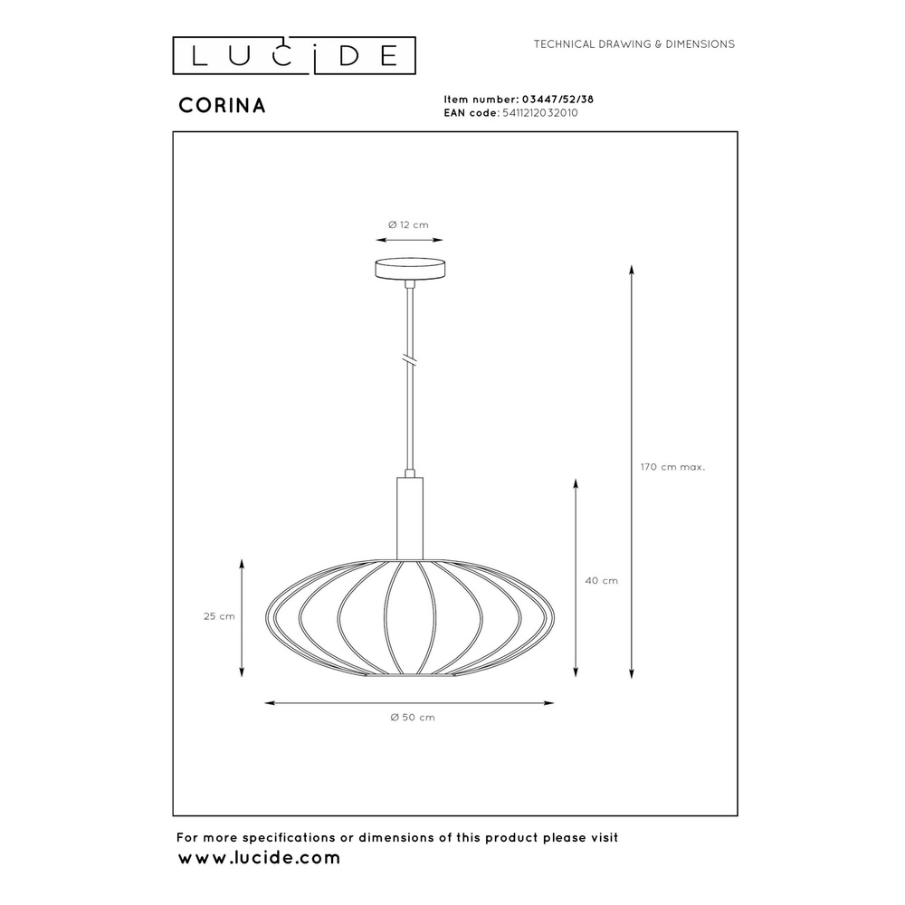 Pendant lamp Corina sand brown Ø 50cm Lucide 5411212032010