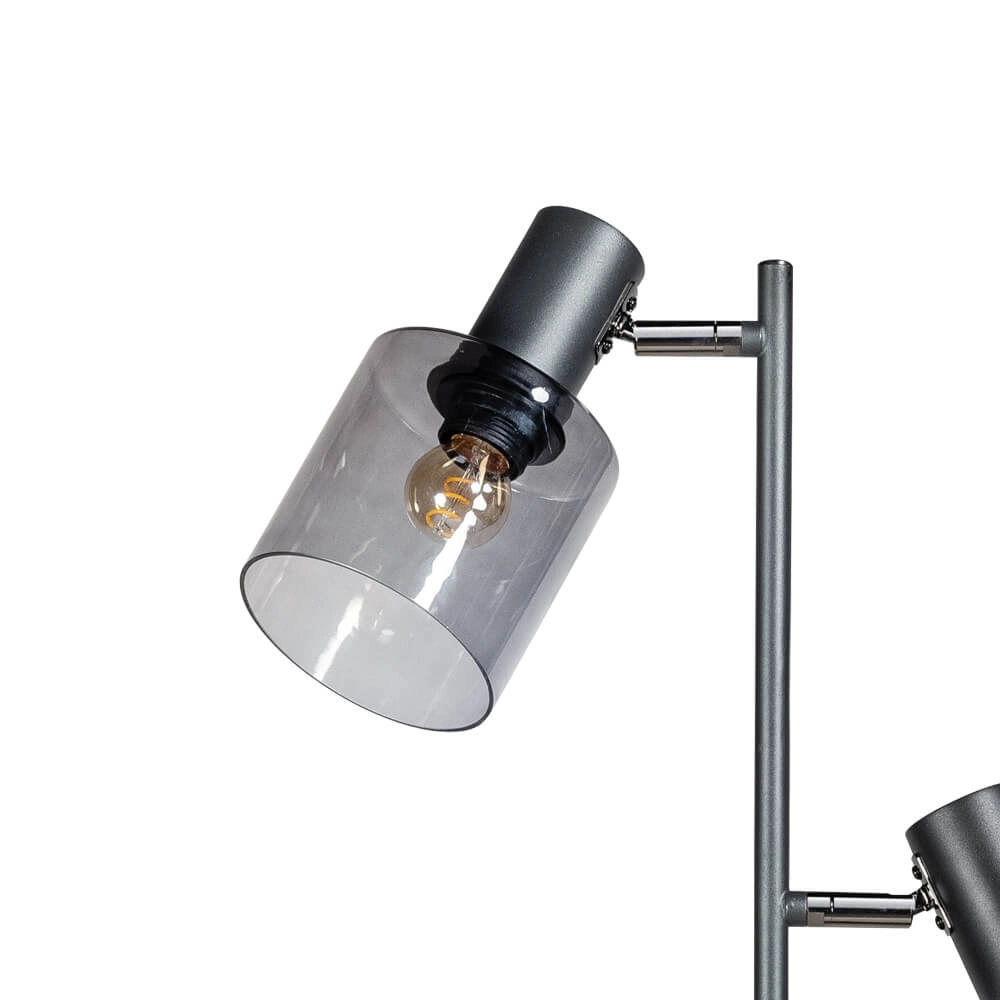 Glass floor lamp Sledge Glass 2-light black with smoke glass ETH 8720195302872