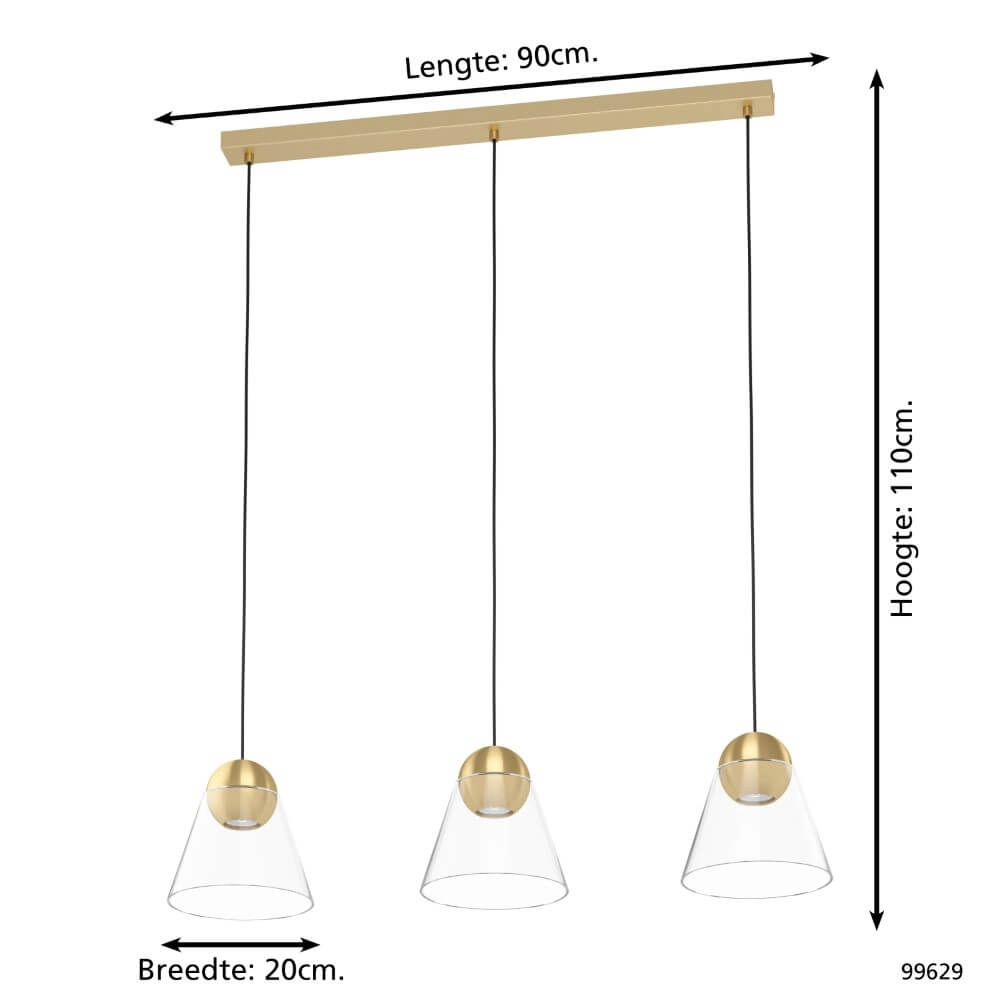 Gold dining table lamp Cerasella with glass Eglo 9002759996291